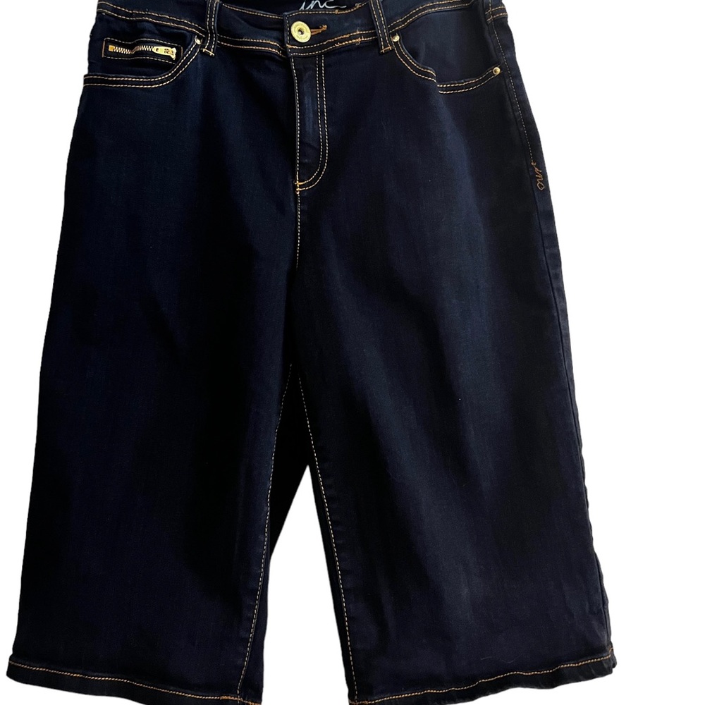 INC Denim Curvy Fit Womens Size 12 Cropped Wide Leg Jean Capris